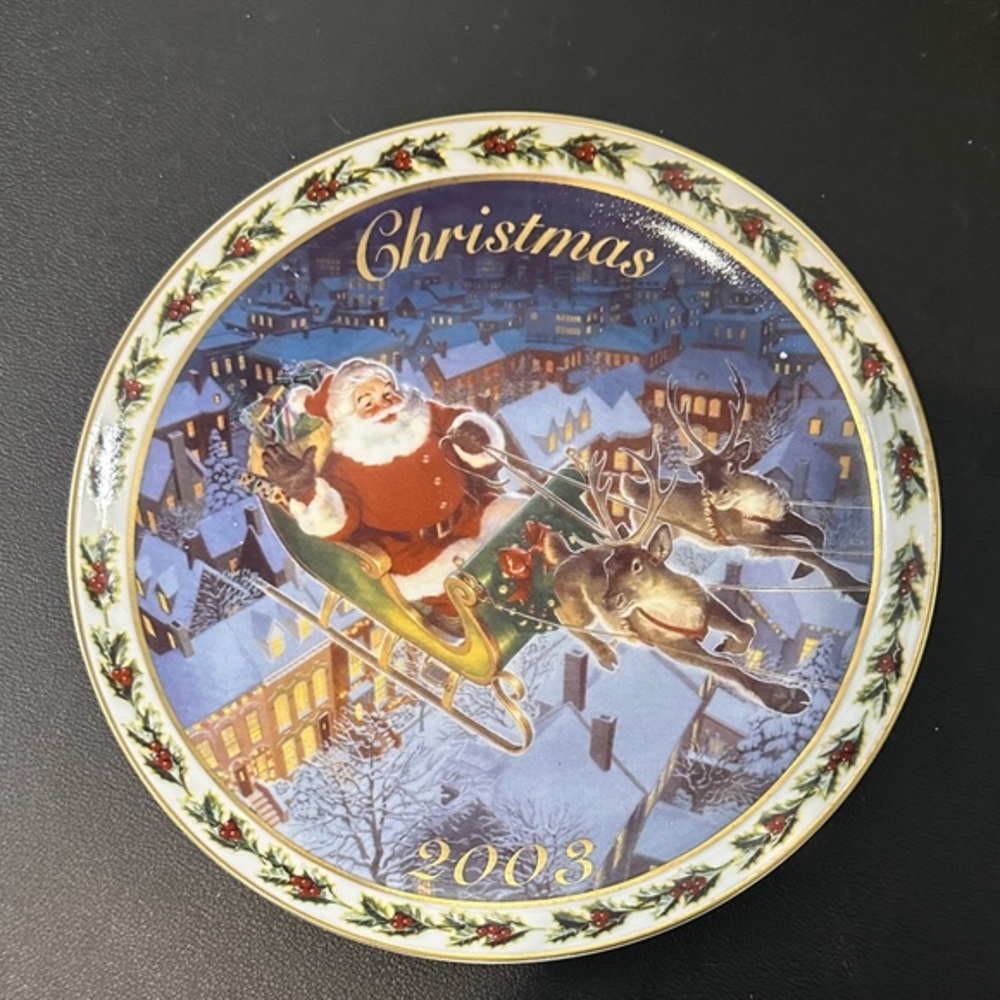 Christmas Decorative Plate with Santa and Reindeer